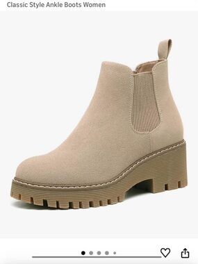 Classic Suede Ankle Boots for Women - Beige